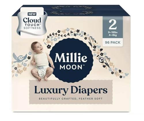Image of Millie Moon Diapers Sizes 1-6 Luxury Diapers COUCHES DE Luxe (Choose Size) (Size 2-96 Diapers (9lbs-18lbs))