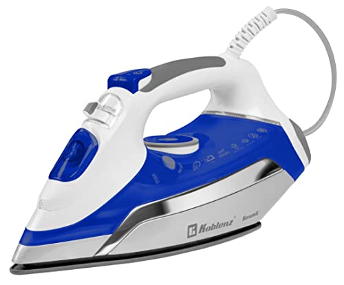Encuentra reviews de Sistemas de planchado con vapor - los más vendidos. 37 Plancha de Vapor Koblenz Secure Keramik Pro de 1800W y tanque de agua de 350ml con Suela Cerámica, Sistema que Evita el Sarro y Cable con rotación de 360°, Azul con Plata...