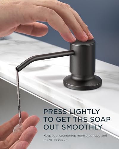 FORIOUS Black Kitchen Faucet with Soap Dispenser and Pull Down Sprayer, Bar High Arc Single Handle Classic 3 Modes Stainless Steel Faucet for Kitchen Sink Farmhouse RV Laundry Camper - Image 4