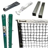Putterman Tennis Posts – Permanent Court Kit – 3” Square, Internal Wind, Green – Optional Ground Sleeves