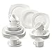 suntun Juegos de Vajillas Porcelana 30 piezas, Juego de Café Blanco Crema Vajillas Completas Modernas 6 Personas con Cuadrado Platos Hondos, Platos Llanos, Platos de Postre, Tazas de Café y Platillos