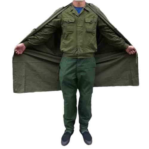 Chinese Military Surplus Multi-Function Tactical Poncho - Canvas Cloak for Outdoor Camping, Hiking & Survival Gear with Compact Foldable Design