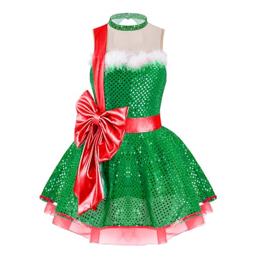 Robe tutu de Noël pour fille brillante à paillettes pour spectacle et fête de famille
