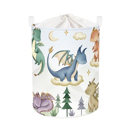 Image of Dinosaur Laundry Hamper Large Storage Basket Cartoon Dino Collapsible Parents Organizer Kids Toy Clothes Bins for Bedroom, Bathroom, Tree, 63L