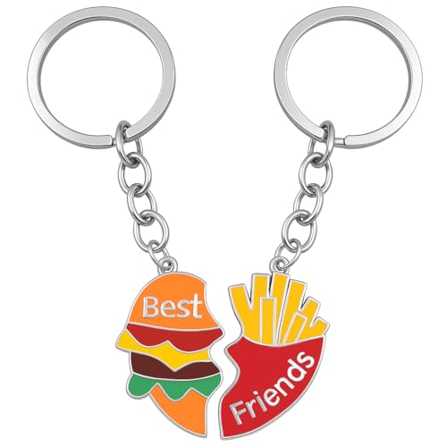 Porte-clés Friends, Bagages Décor, Design Créatif avec Hamburger et Frites, Cadeau pour Meilleurs Amis