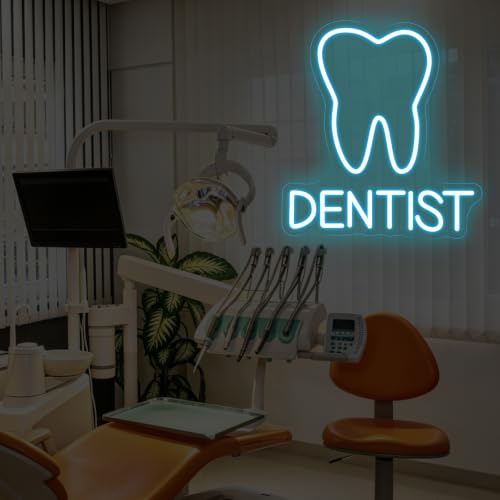 Image of Tooth Dentist Neon Sign Dential Clinic Hospital Open LED Light