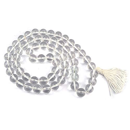 Reiki Crystal Products Natural AAA Clear Quartz Mala Crystal Sphatik Mala Stone 12 mm Round Beads Mala for Reiki Healing Stones (Color : Clear)