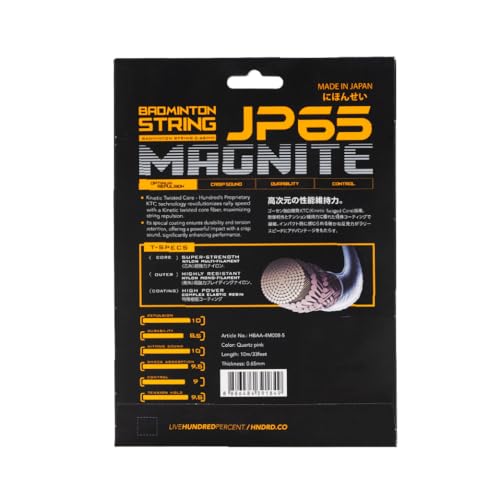 Image of Hundred JP65 Magnite Badminton String | 0.65 mm High Repulsion & Control | Premium Hitting Sound | Excellent Shock Absorption & Durability