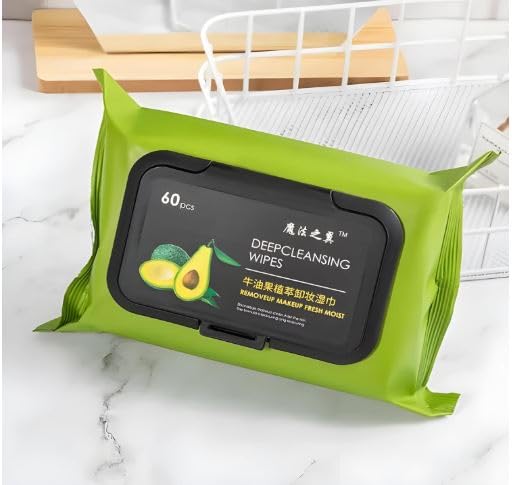 A & H Green Makeup Removing Disposable Wipes, Super Soft Face Cleansing Wipes, Avocado Essence, Paraben Free, Alcohol Free, 60 Pieces, Pack of 2-picture-37