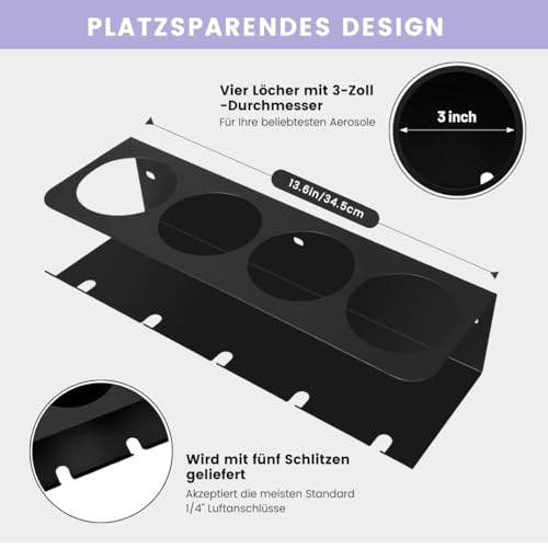 NPOIAUG Dosenhalter, Spraydosenhalter, Sprühdosenhalter, Druckluft Werkzeug Zubehör für Garage Werkstatt, Platz für 4 Schlitzen Sprühdosenhalter für Garage Geschäft und Zuhause
