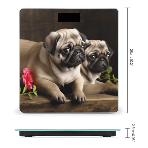 Báscula digital de baño Puppys Pug para peso corporal miniatura 2