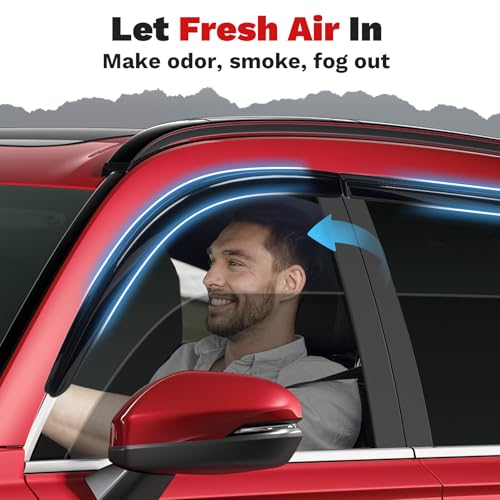 Image of Canvcle 6-pcs Window Rain Guards for 2019-2025 Toyota RAV4 Accessories | Outside-Mount Tape-On Side Window Visors RAV4 Wind Deflectors Vent Visors Shades Rainproof Black