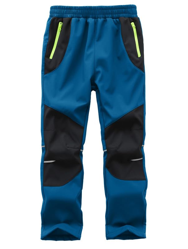 Zzkouine Pantaloni Softshell Bambino Caldo Pantaloni Invernali Trekking Ragazzo Pantaloni Neve Bambino Impermeabili con Fodera in Pile