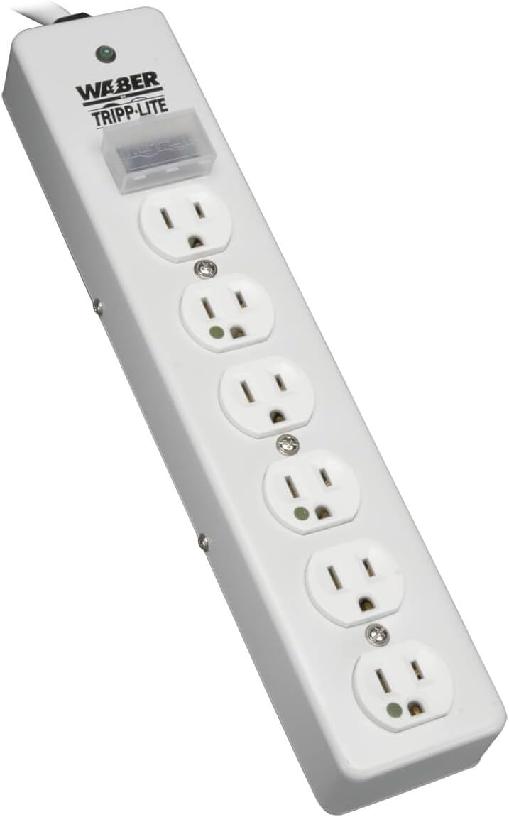Tripp Lite 6 Outlet Hospital-Grade Surge Protector Power Strip, 15 Foot / 4.57 Meter Cord, Metal Housing, UL 1363, Not for Patient-Care Rooms, Lifetime Manufacturer's Guarantee (SPS-615-HG)