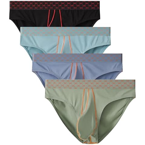 WINDAY Men's Cotton Briefs Low Rise Bikini Soft Bulge Enhancing Underwear M 4-Pack Mixed Color A Cover