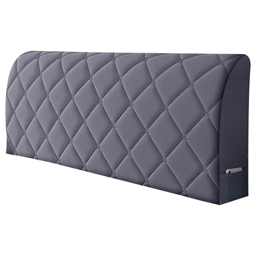 伸縮性のあるヘッドボードカバープロテクターベッドルーム装飾ダストカバー、ベッドヘッドボード ベッドヘッドボードカバー ヘッドボードカバー ベッド用ヘッドボードカバー 160cm 防塵 伸縮性ヘッドボードカバー ベルベット布 ベッドサイド装飾プロテクター 寝室の装飾用（グレー）