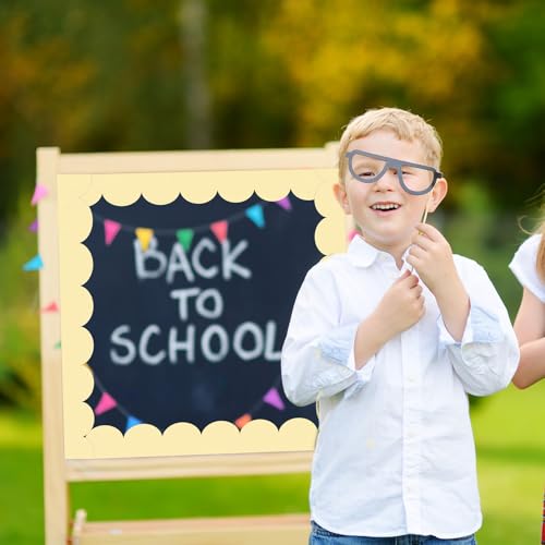 Image of 65 ft Yellow Scalloped Bulletin Board Borders Pastel Classroom Border Trim Colorful Borders Stickers Rolled Decorations for Classroom School Office Home Chalkboard Whiteboard Cork