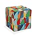 Versa Brais Sgabello quadrato puff Poggiapiedi per soggiorno o camera da letto, Misure (H x L x L) 35 x 35 x 35 cm, Cotone, Colore Rosso, Giallo, Verde e Blu