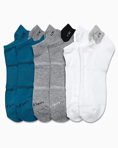 Image of Calvin Klein Mens 6 Pack Cushioned Low Cut Tab No Show Socks | Lightweight Low Profile Build With a Back Tab Heel Guard, Stays Hidden and Blister Free in Sneakers and Loafers All Day