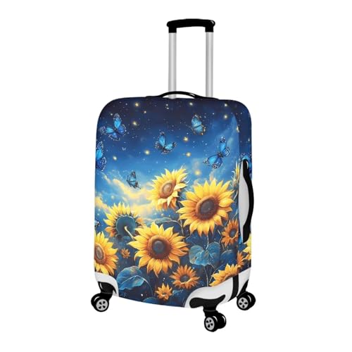 Sunflower Butterfly Travel Luggage Cover Suitcase Protector Washable Elastic Suitcase Baggage Cover Anti-scratch with Zipper Closure for Wheeled Suitcase Fits 18-32 Inch Luggage2