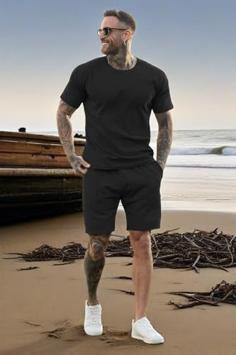 GINGTTO Mens Short Sets 2 Piece Outfits Fashion Summer Tracksuits Casual Set3