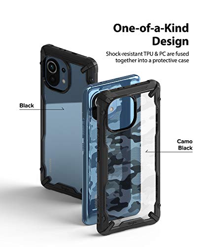 Image of Ringke Fusion-X for Xiaomi Mi 11 Case Back Cover, [Military Drop Tested] Ergonomic Camo Hard PC Back TPU Bumper Impact Resistant Protection for Xiaomi Mi 11 Back Cover Case - Camo Black