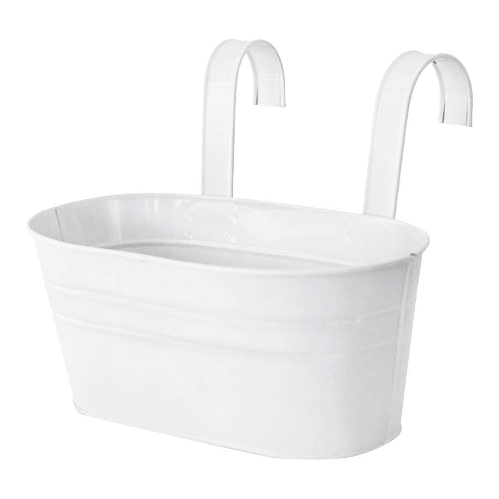 hehsd0 Planter Box Container Garden Ornaments Flower Pots Bucket Balcony Windowsill Double Hook Detachable Bonsai Home Wall Decor Hanging Plants Vase Fence Office(White)