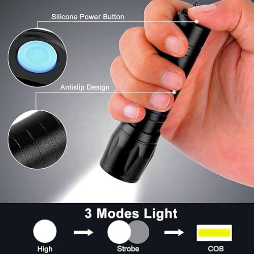 Image of Pocket-Size Mini Zoomable Torch LED Light with COB Light Waterproof Portable LED USB Rechargeable 3 Modes Pen Clip Flashlight Small Mini Pocket Torch and Emergency with Type C Charging.