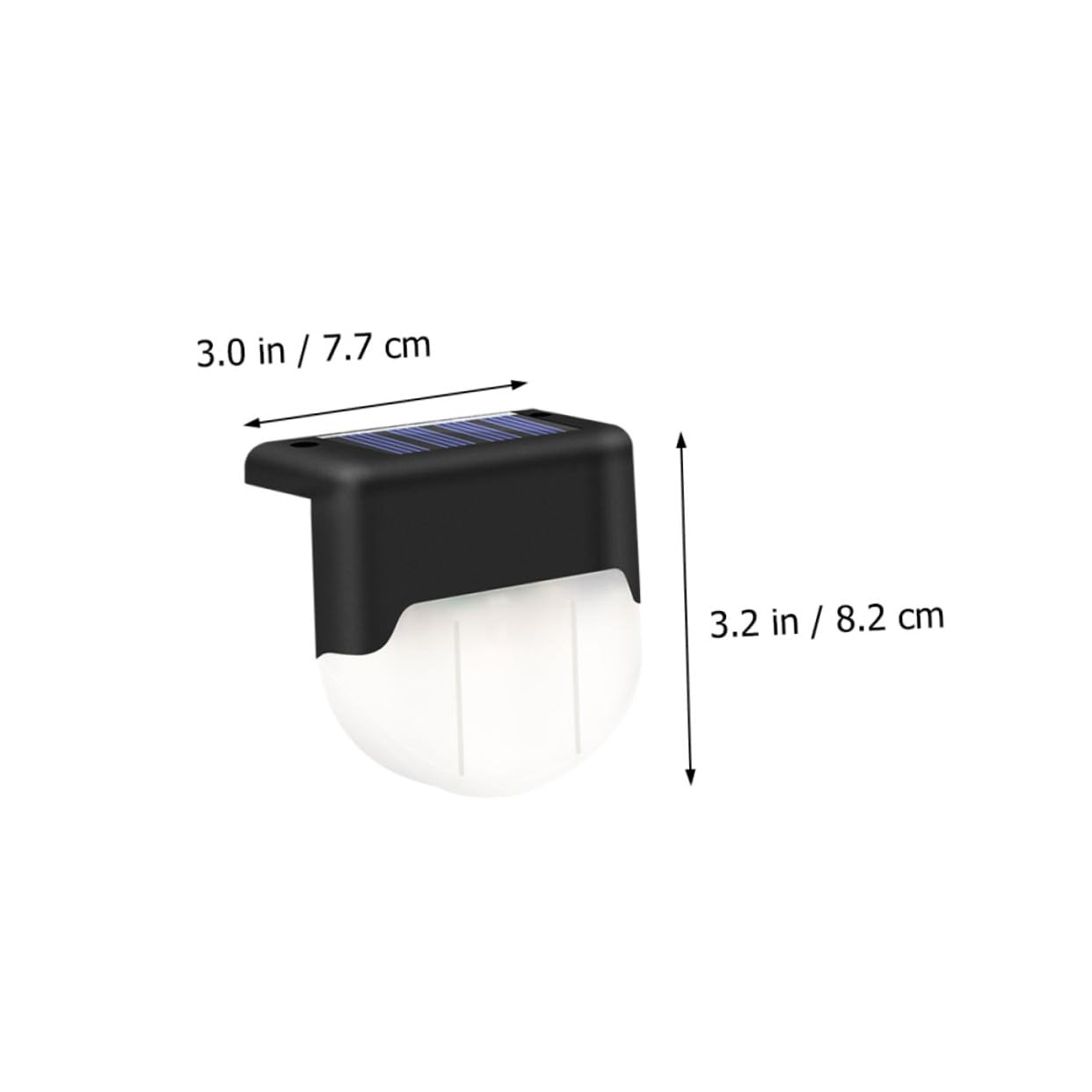 Lampada Solare per Gradini LED da Esterno Ip55 4 Pezzi Nero | Abs, Controllo Luce Intelligente, Illuminazione Decorativa Notturna, Batteria 1, 2v 1000ma e Pannello 2v 80ma