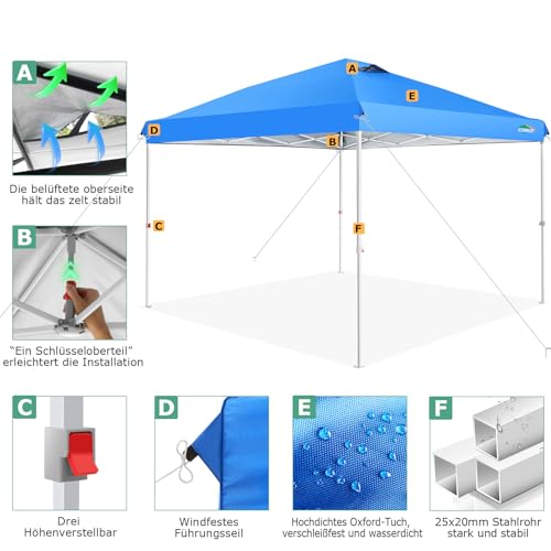 Image of COBIZI 9x9 Pop Up, Canopy Tent 10x10 for Parties, Backyard, Commercial, Waterproof and Portable Instant Shelter UV50+ Outdoor Canopy Gazebo