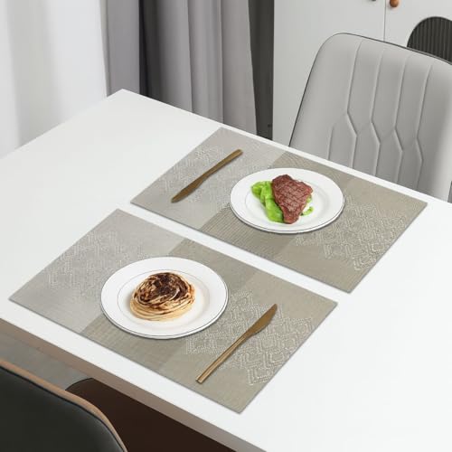 Image of Amazon Brand - Umi PVC Vinyl Multi Wave Design Placemat ST10002TH - Heat Resistant, Wipe Clean, Anti-Skid Table Mats for Dining Table, KitchenHome Decor (30x45 CM Multi Set of 2)