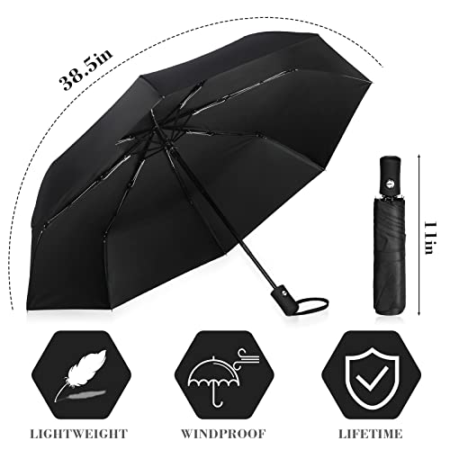 Jexine 6 Pcs Travel Compact Umbrella Automatic Open Close Windproof Small Light Backpack Purse Car Portable Collapsible Umbrella for Rain, Men Women2