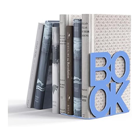 Book Ends - Decorative Metal Book Ends Supports for Bookrack Desk,Books, Unique Appearance Design,Heavy Duty Cover