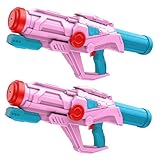 2 PCS Water Guns for Kids, Super Squirt Gun Water Soaker Blaster - Big Size - 32ft Long Shooting Range - High Capacity - Quick Refill - Summer Water Toys Gun for Boys Girls and Adults Outdoor - Pink