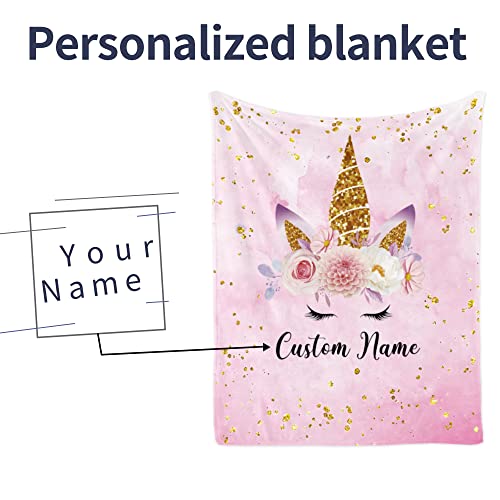 Image of Personalized Horse Blanket with Name for Girl Custom Name Blanket for Teen