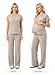 BLENCOT Maternity Clothes Lounge Sets 2 Piece Outfits Matching Short Sleeve Top Adjustable Long Pants Pregnancy Summer Loungewear Pajamas Sets Brown S