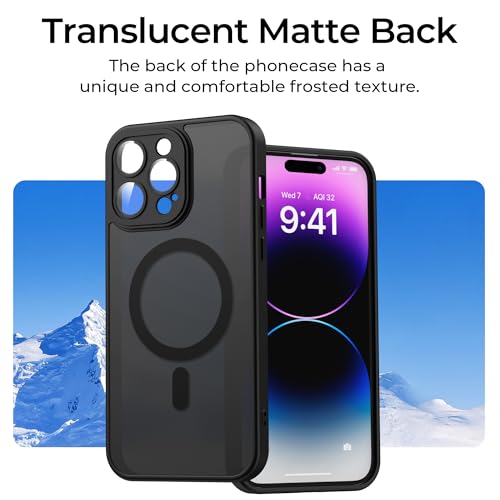 Image of Tobfit Magnetic Case for iPhone 14 Pro Compatible with Mag Safe, Translucent Matte Back Slim Shockproof Phone Cover for iPhone 14 Pro