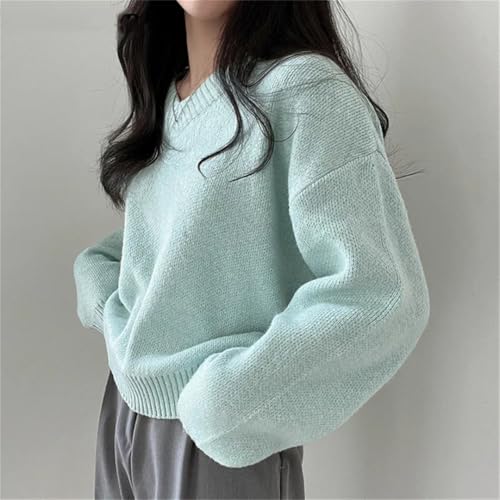 Women's Loose Knitted Pullover Sweater Casual V Neck Long Sleeve Loose Knit Jumpers Tops4
