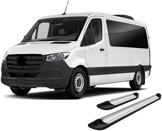 Miniatura 7 de Black Horse Transporter - Estribos plateados compatibles con Dodge Sprinter 25003500 07-16 Sprinter 2500350019-23 Benz Sprinter 1500450010-23 Benz