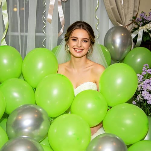 Image of 100pcs Lime Green Balloons 12 inch | Thickened Helium Fruit Green Balloons, Safari Jungle Dinosaur Summer Weddings St. Patrick's Day Birthday Party Decorations