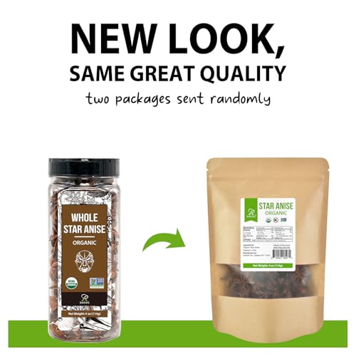 Soeos Organic Star Anise, Whole Star Anise 4 oz (114g), Chinese Star Anise Pods, Star Anise Organic Whole, Non-GMO Verified, Dried Star Anise for Beverages, Cooking, Baking