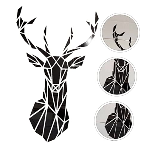 Hoement 1 Set Deer Head Wall Stickers Nativity Decor Decoration For Home 3D Wall Stickers Forest Animal Wall Stickers Elk Wall Mural Deer Head Wall Decor Acrylic Black Home Sticker Wild #TOP4