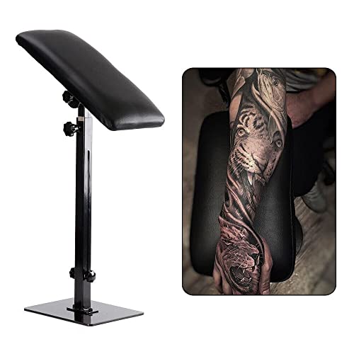 Aohuada Soporte para tatuaje, soporte para tatuajes, apoyabrazos para piernas, altura ajustable 68-100 cm, equipo de tatuaje, negro
