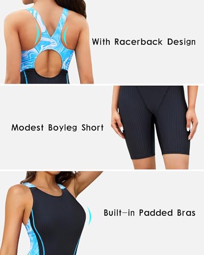 beautyin Women's Boyleg One Piece Swimsuit Racerback Athletic Bathing Suit3