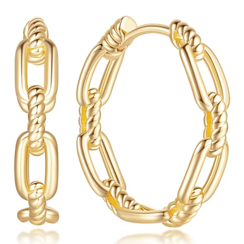 Gold Hoop Earrings for Women 14K Gold Earrings for Women Design Hypoallergenic Lightweight Gold Hoop Earrings Women Earrings Hoops 25 MM/ 30 MM