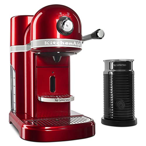 KitchenAid Candy Apple Red Aeroccino Milk Frother Nespresso Espresso Maker, 1.3 L