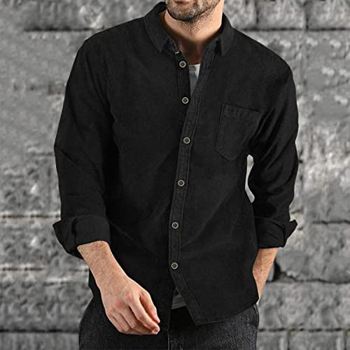 Chemises en velours côtelé pour homme manches longues veste noire chaude tops automne hiver