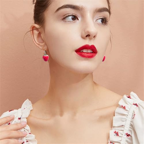 MALOYANVE Fruit Strawberry Earring for Women Cute 3D Acrylic Fruit Resin Simulation Red Strawberry Drop Dangle Earrings Female Beautiful Jewelry2