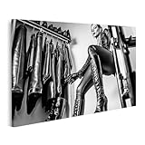 islandburner Prime Bild auf Leinwand Frau in Ledermode mit Stiefeln für Schlafzimmer Modebegeisterte Fashionboutique Bilder Wandbilder Poster