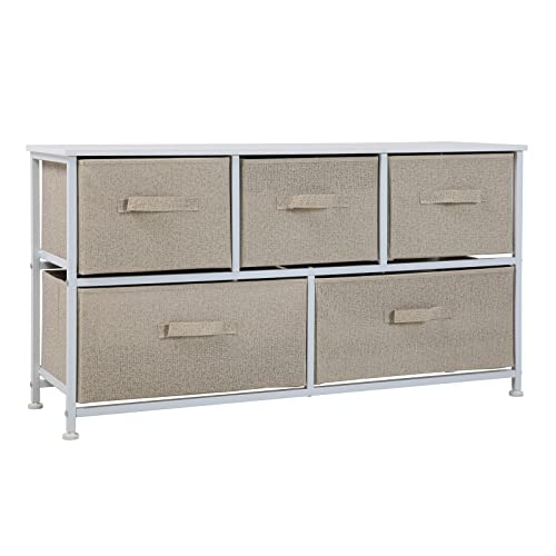 SVITA Sideboard mit Stoffschubladen Metall-Regal Stoff-Kommode Weiß Cover